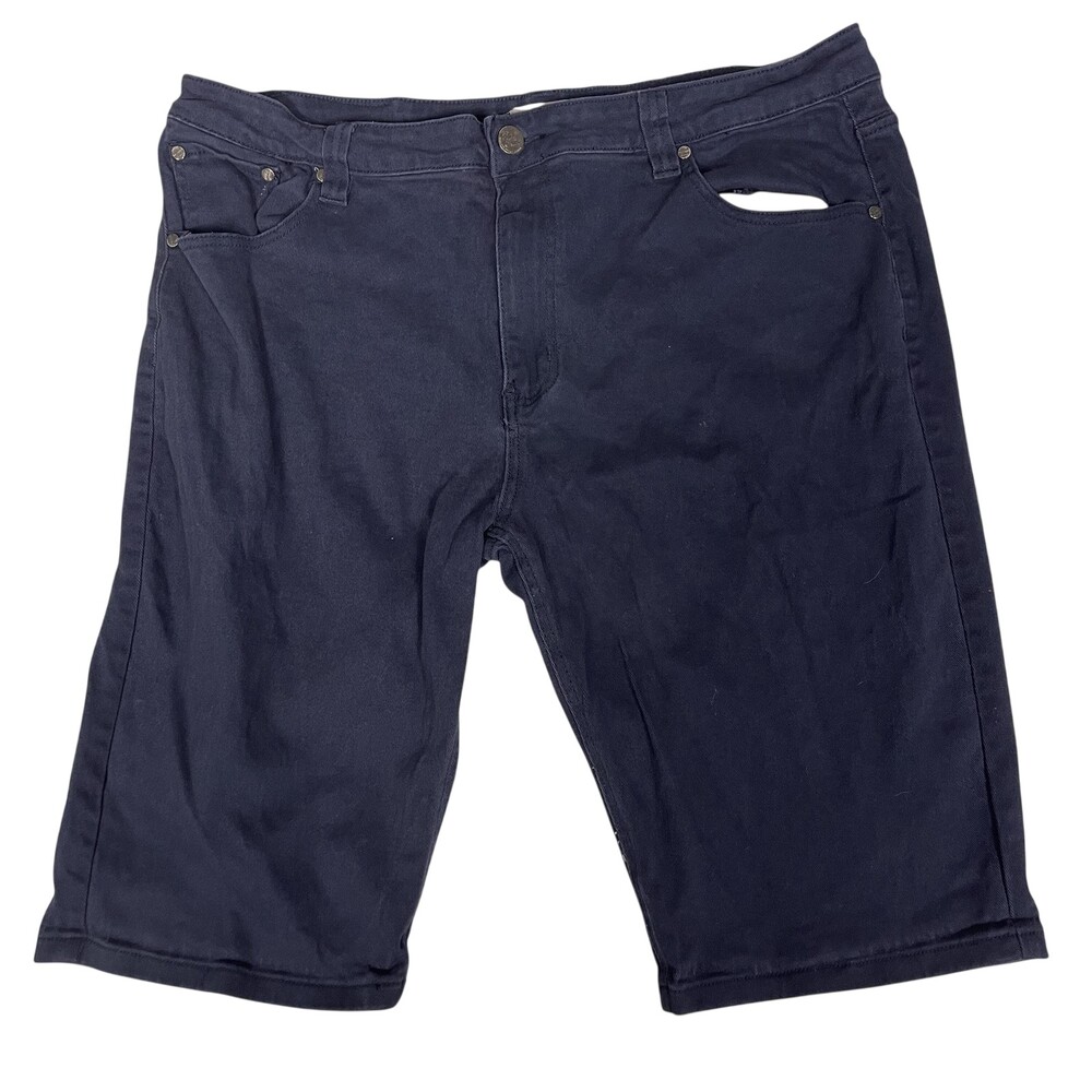 Blind Trust Shorts Mens 42x12 Navy Blue Denim Bermuda Stretch Casual Summer Wear